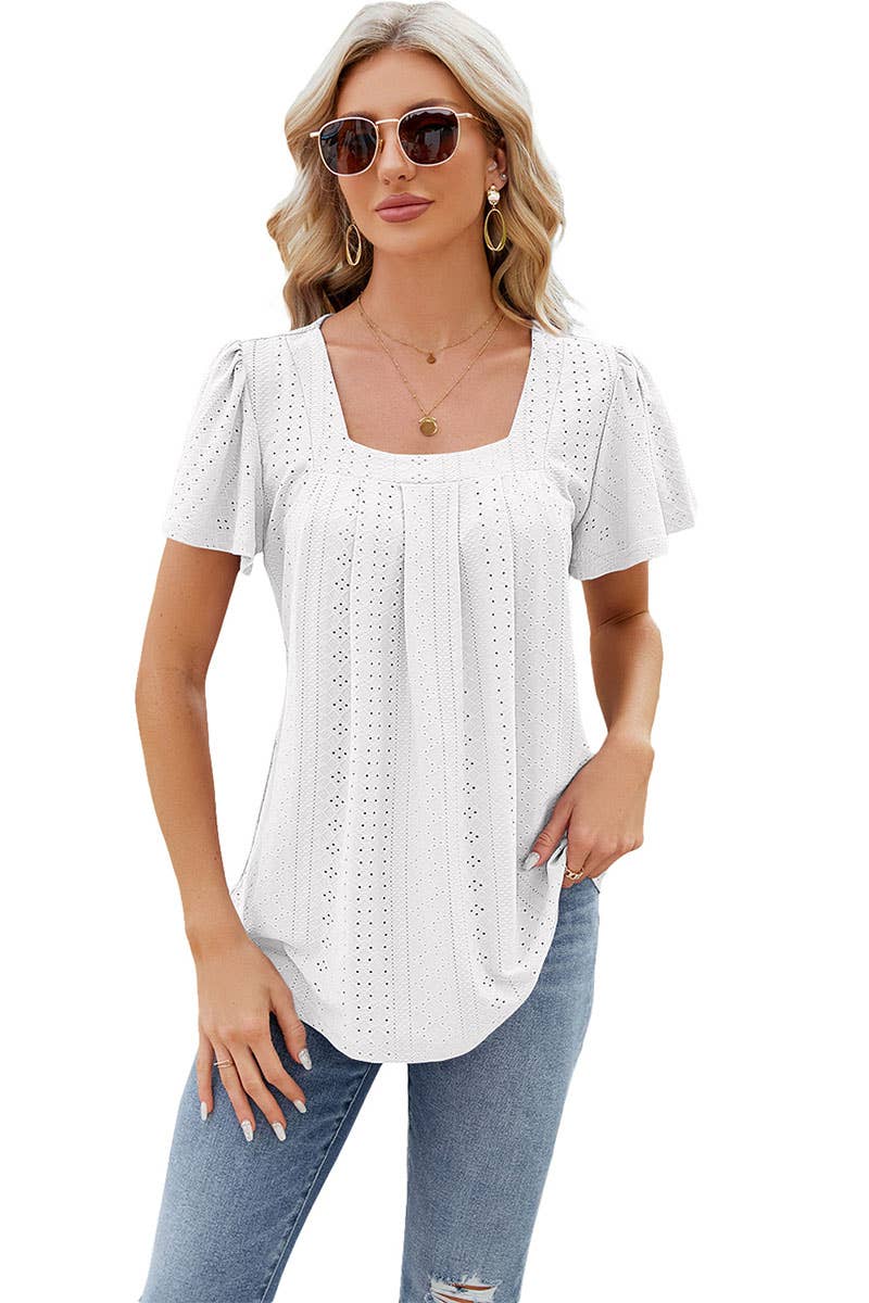 CWTBLS0294_Sweetheart Neck Shirt Sleeve Top