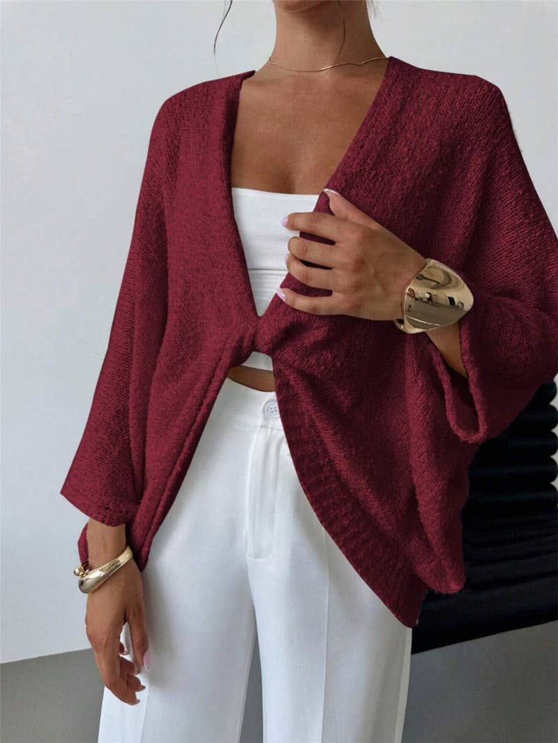 Cross design deep V-neck casual loose sweater