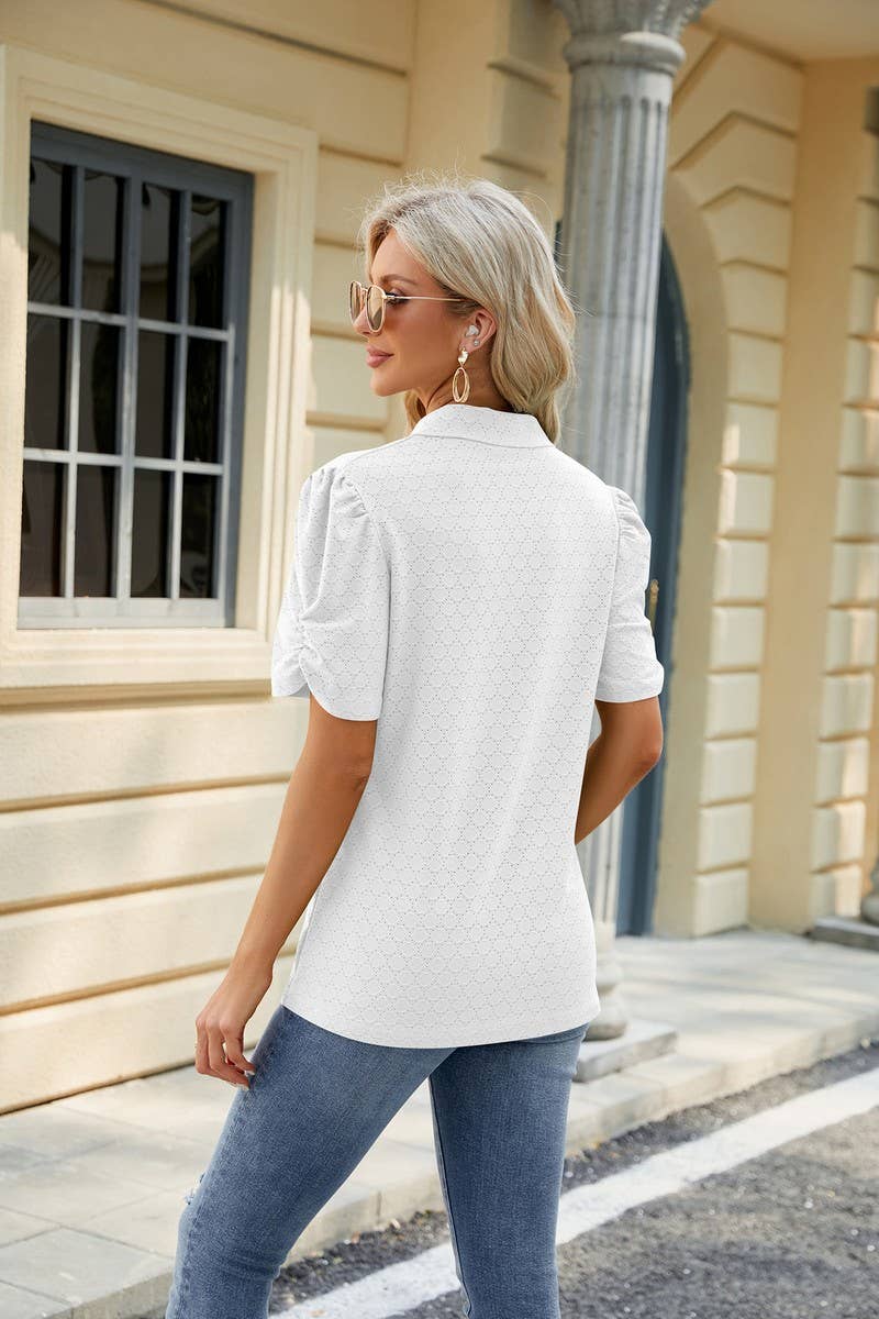 CWTTS0838_V-Neck Short Sleeve Knit Top