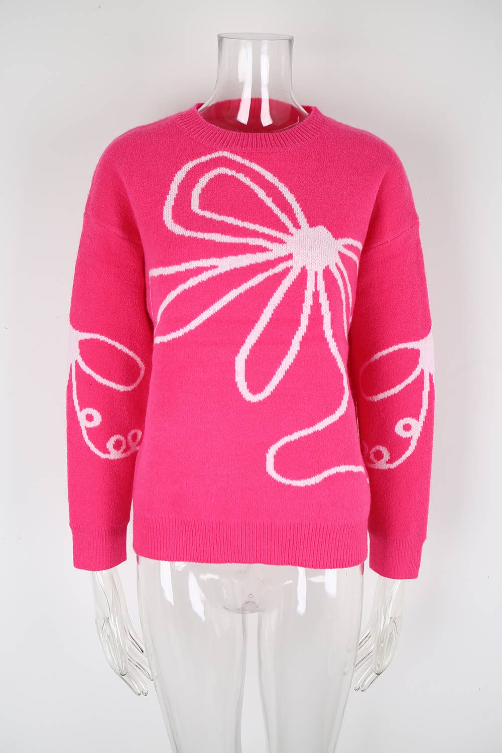 Casual and fashionable floral knitted sweater
