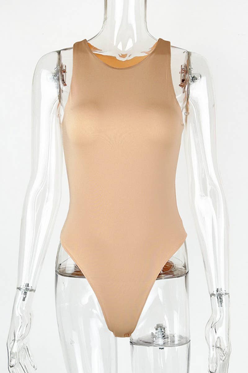 CWSJS0782_TIGHT SLEEVELESS DOUBLE VEST JUMPSUIT