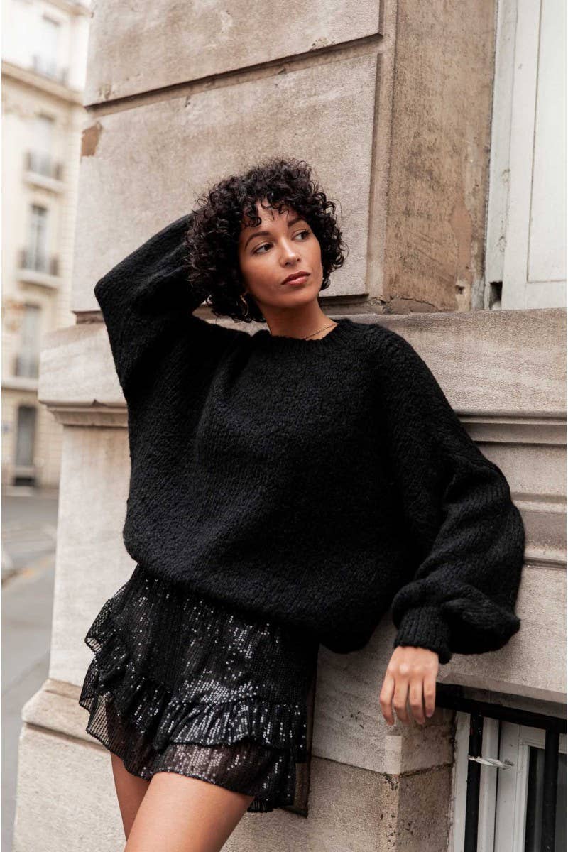 CWBSS0468_SOLID COLOR GYARU SEQUINED LAYERED SKIRT