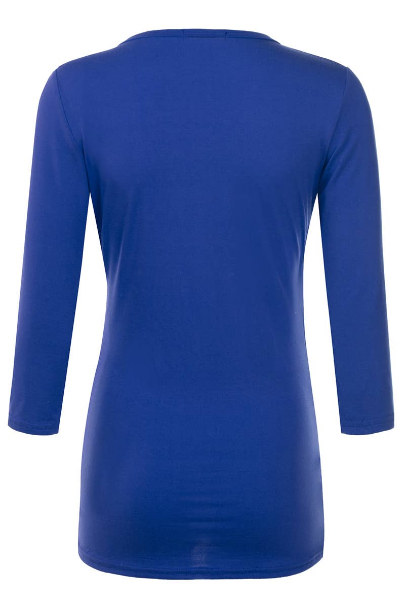 CWTTL1403_3/4 Sleeve Tank Tops Deep V-Neck Surplice Wrap