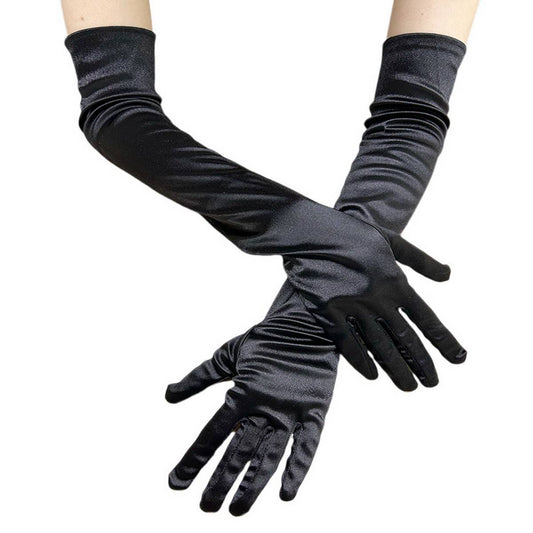 CWAG0289_1 PAIR LONG GLOVES WOMEN SATIN GLOVES