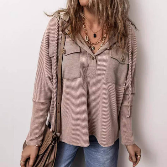 Casual loose drop shoulder knit pullover sweater for women