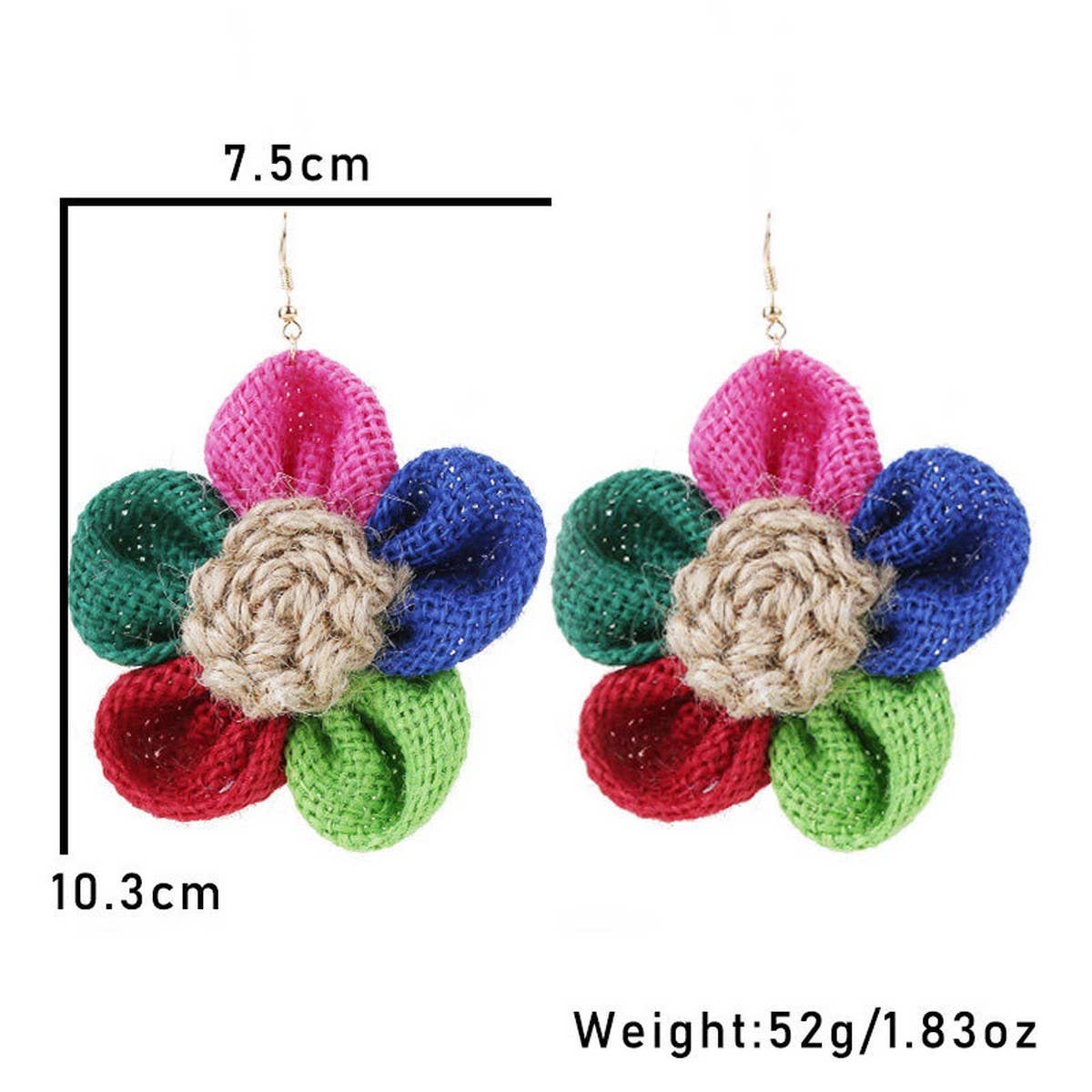 Handmade Large Floral Earrings Colorful Design