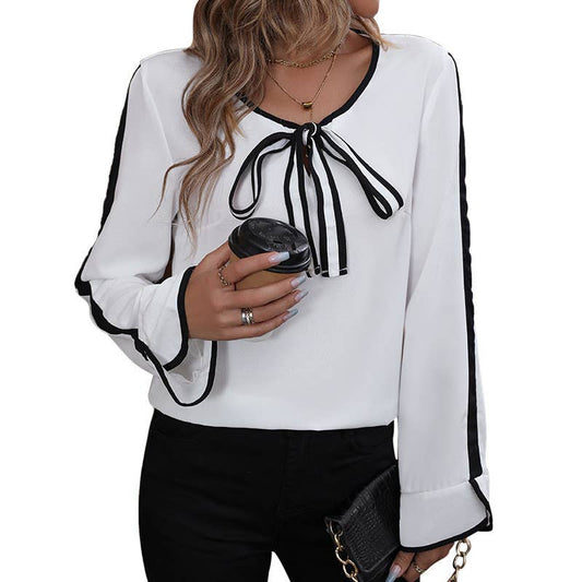 BOW TIE SHIRT LONG SLEEVE COLOR SHIRT