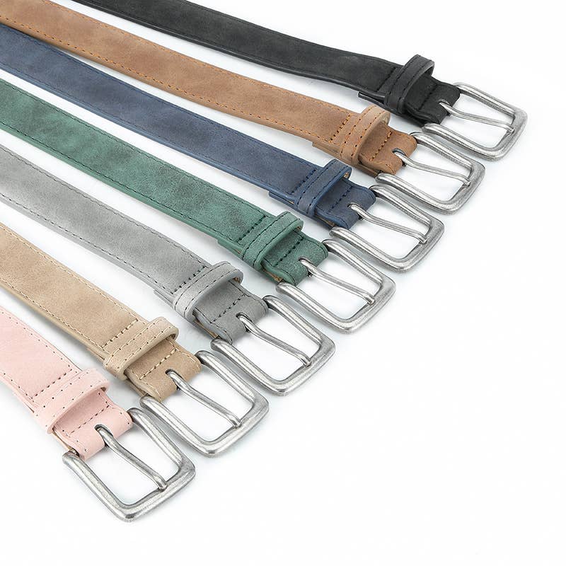 FROSTED TEXTURED PIN BUCKLE PU BELT