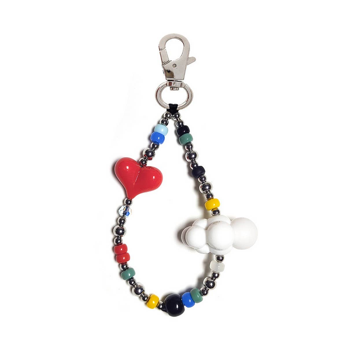 CWMM8712_DOPAMINE COLORFUL HEART BEADED KEYCHAIN