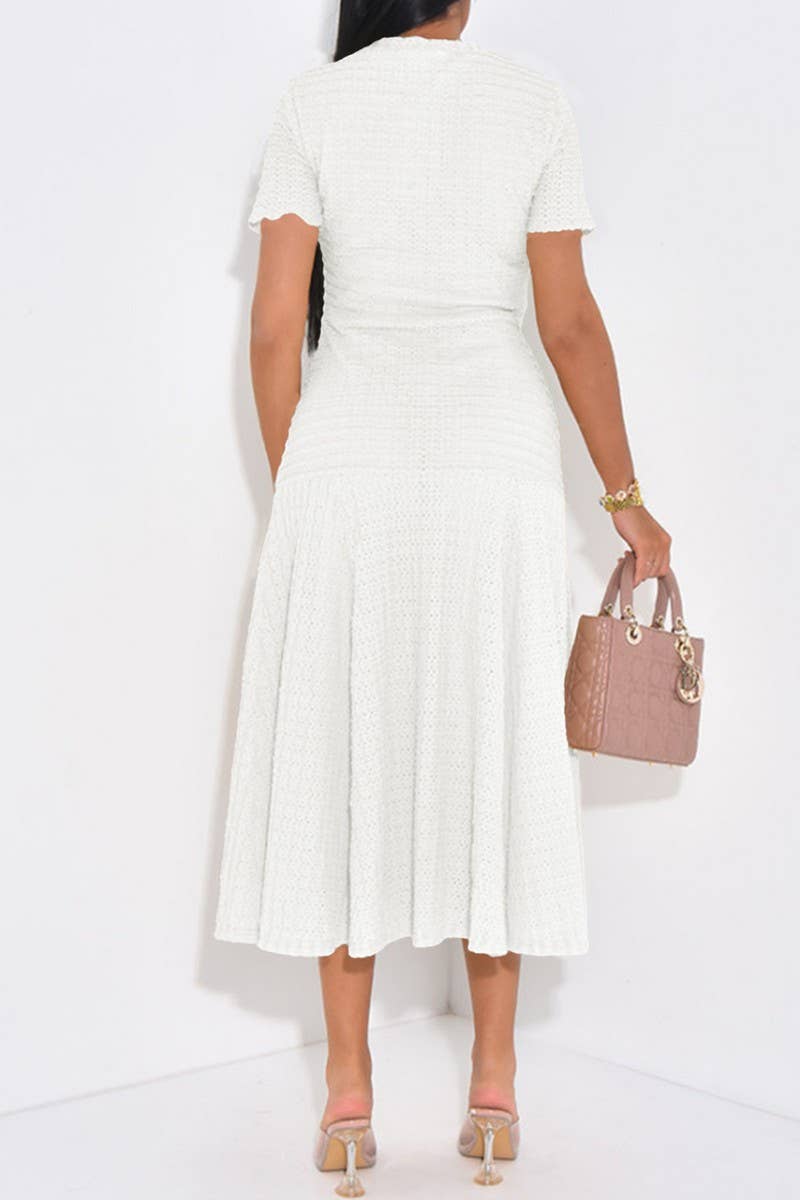 CWDMD01181_MINIMALIST ELEGANT BUTTON SHORT SLEEVE DRESS