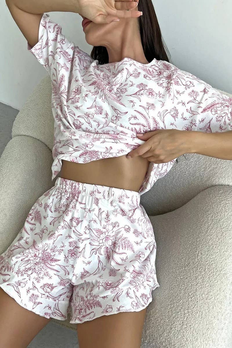 CWSPJ0318_SUSPENDER CARDIGAN LONG SLEEVE SHORTS PAJAMA SET