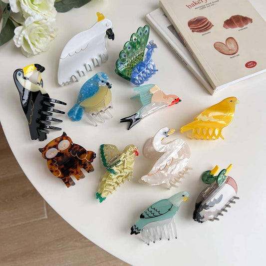Bird Hair Claw?“Acetate Swan Peacock & Swallow Clip_CWAHA5763