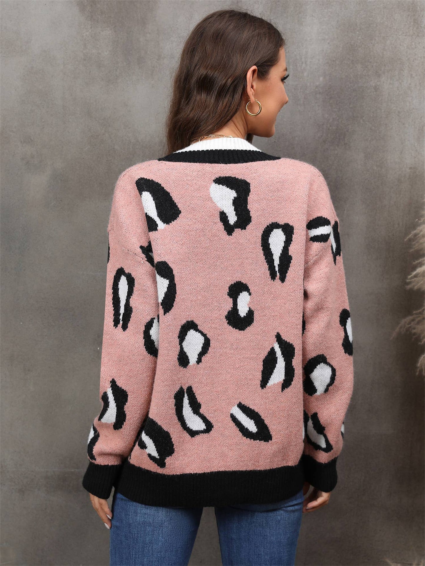 BUTTON LARGE PERSONALITY FASHION LEOPARD CARDIGAN