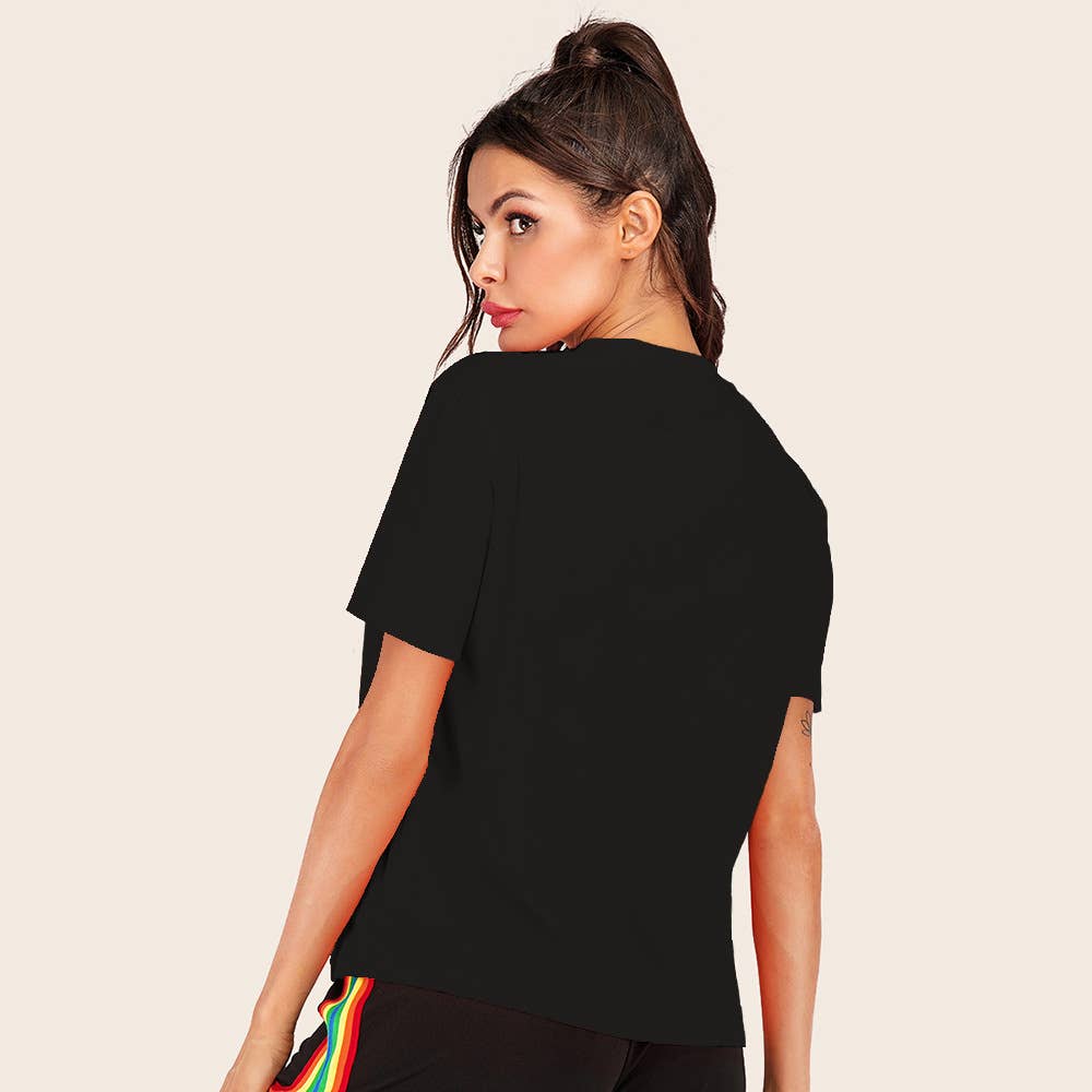 Crew-neck monogram print short-sleeved T-shirt