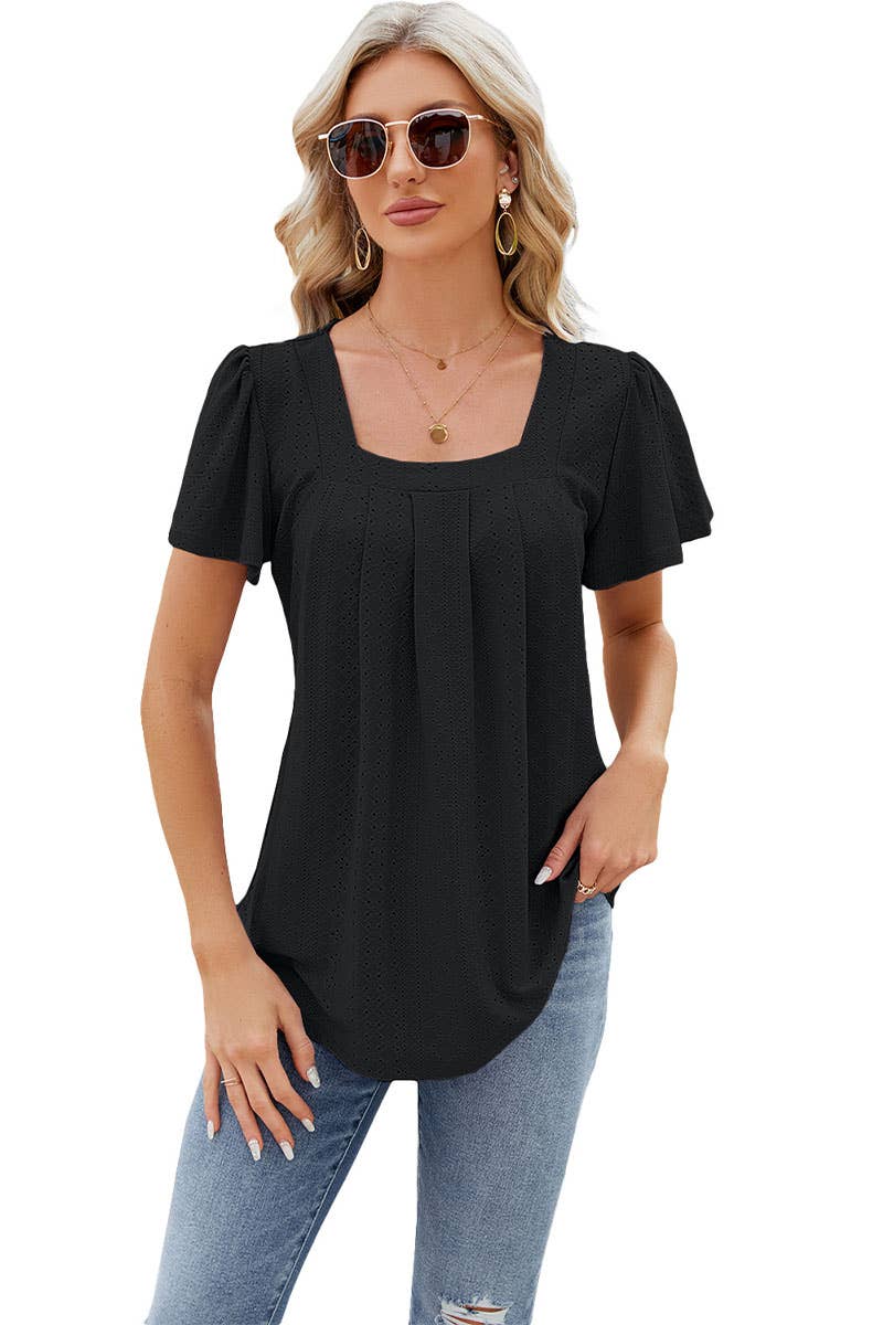 CWTBLS0294_Sweetheart Neck Shirt Sleeve Top