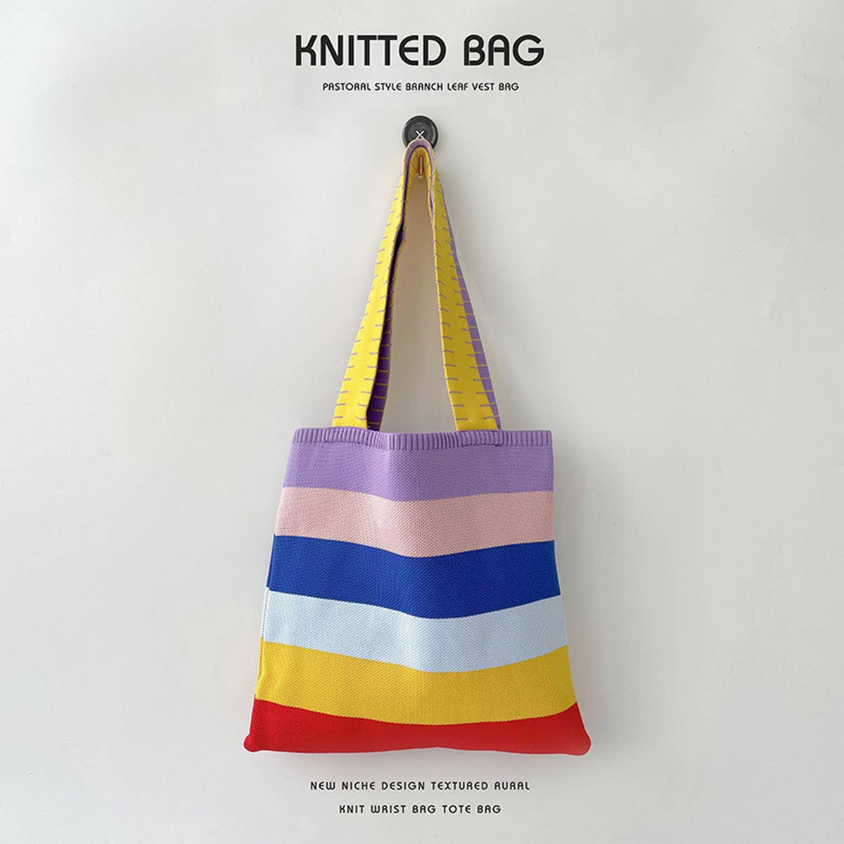 WOMEN FASHION STRIPED KNITTED SHOULDER HANDBAG_CWAB1516