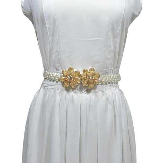 WOMEN'S WIDE CHAIN WITH PEARL ELASTIC BUCKLE_CWABE0519