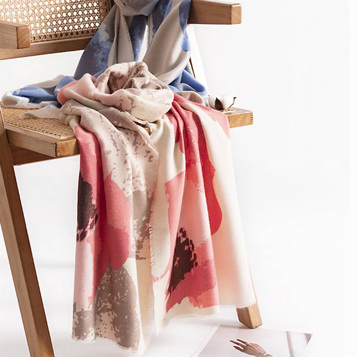 Floral Print Faux Cashmere Scarf for Women