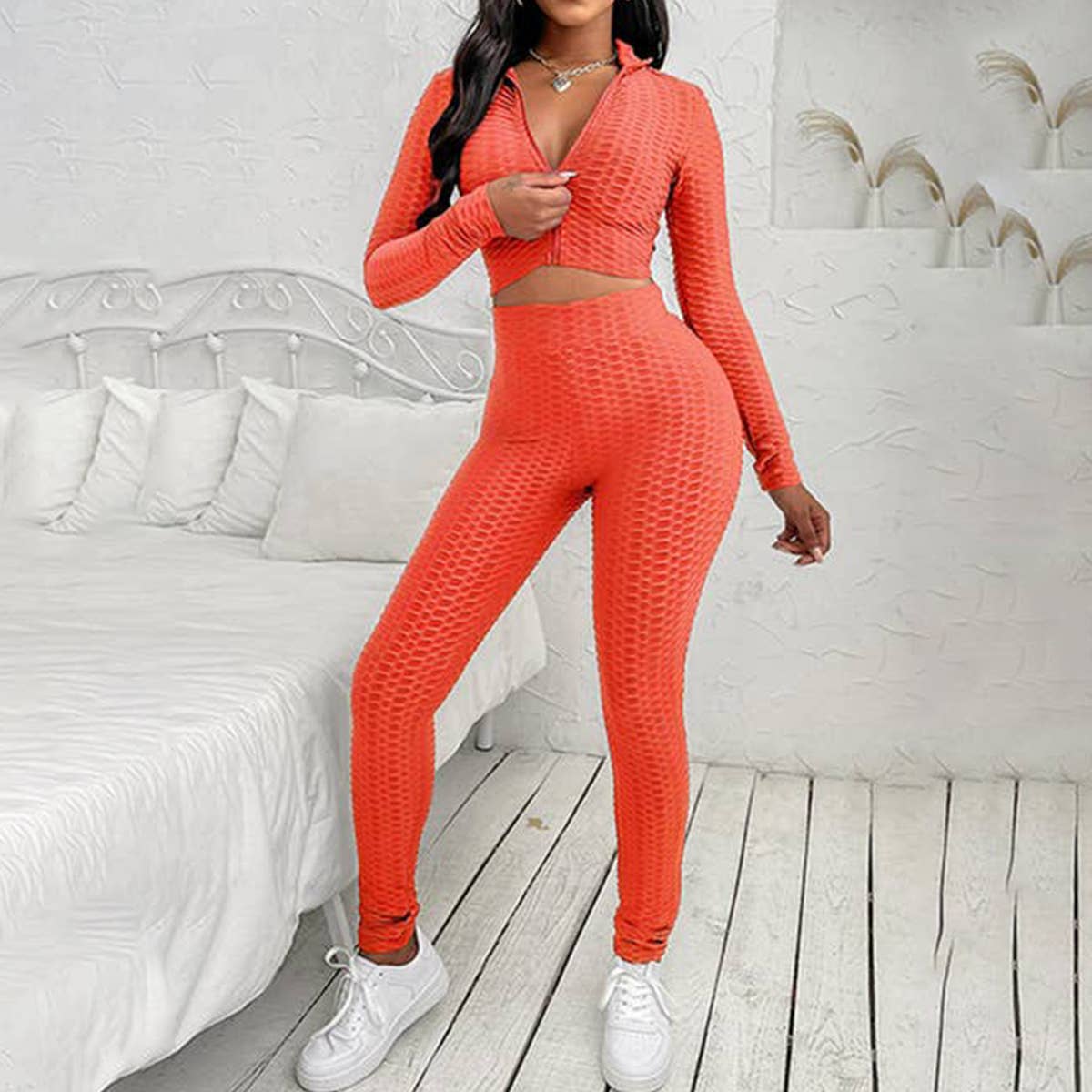 CASUAL SOLID COLOR PINEAPPLE CHECK SPORTS SUIT