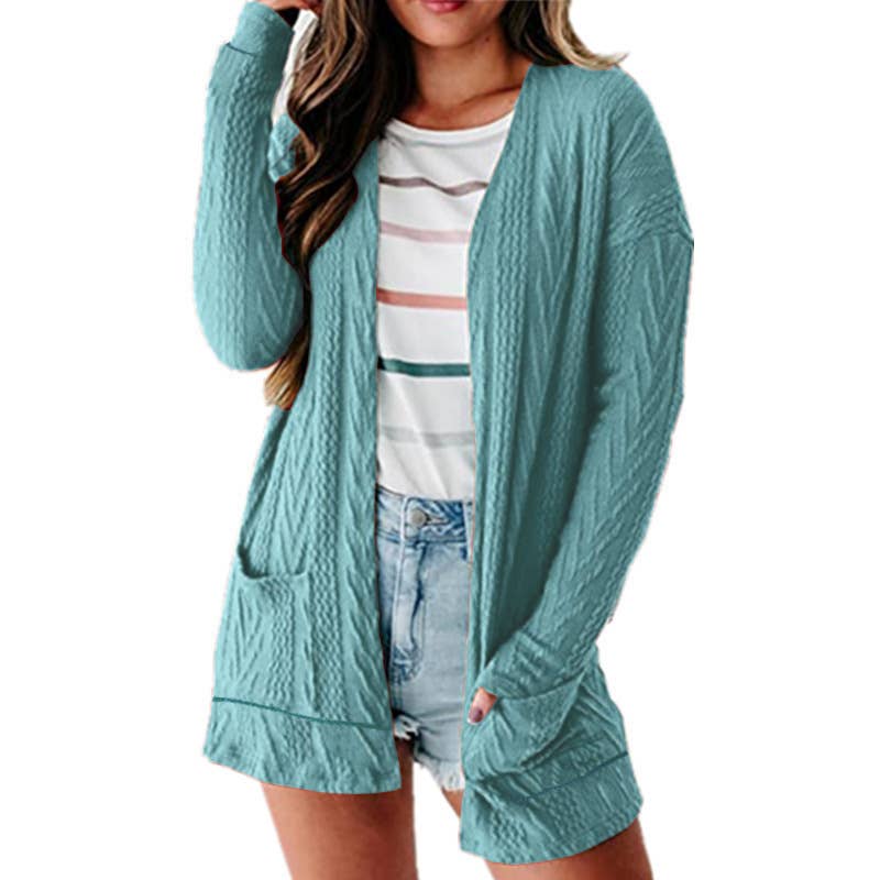 Fashionable loose knitted long-sleeved cardigan