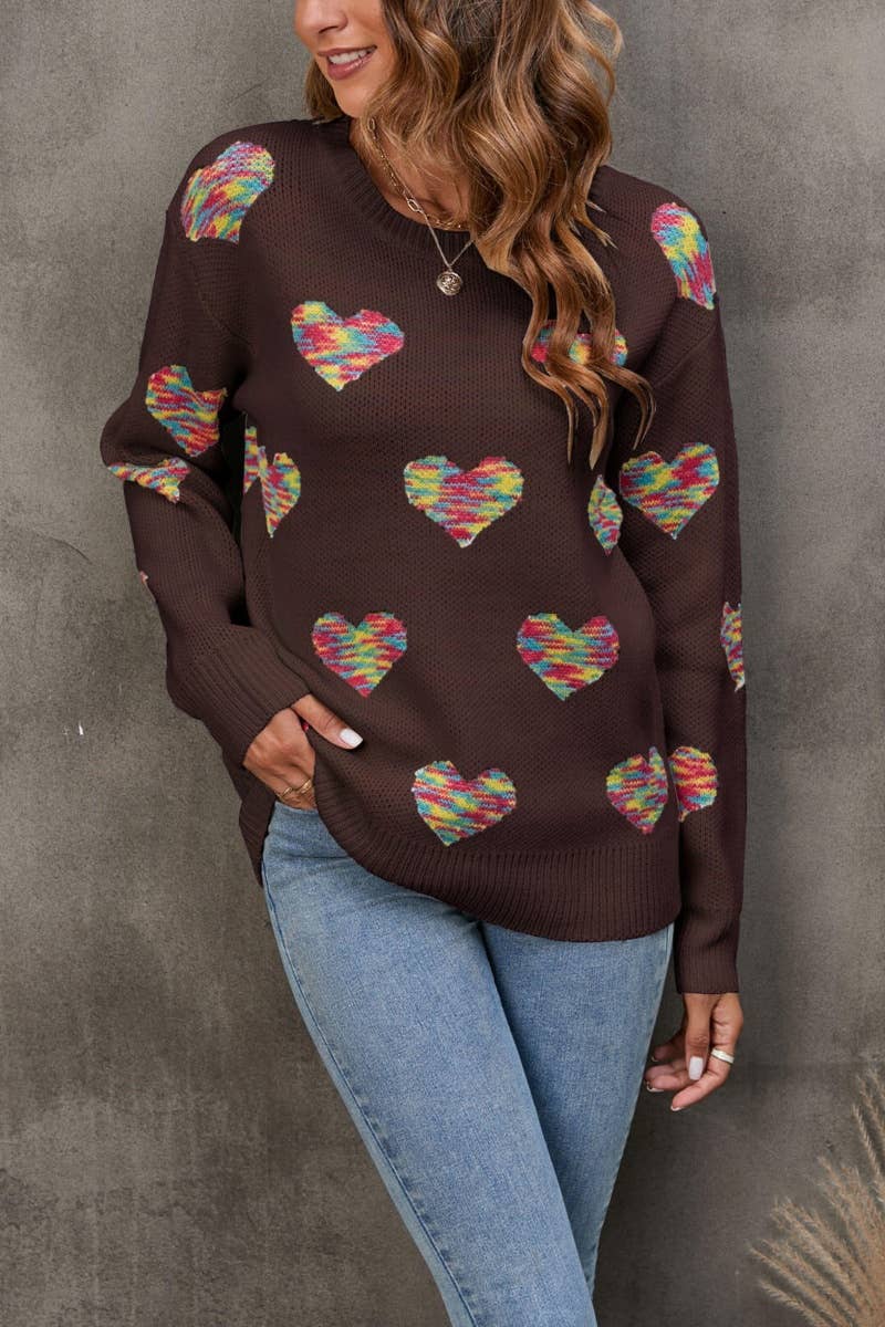 CWOSWL5187_KNITTED COLOR JACQUARD LOVE LONG-SLEEVED SWEATER