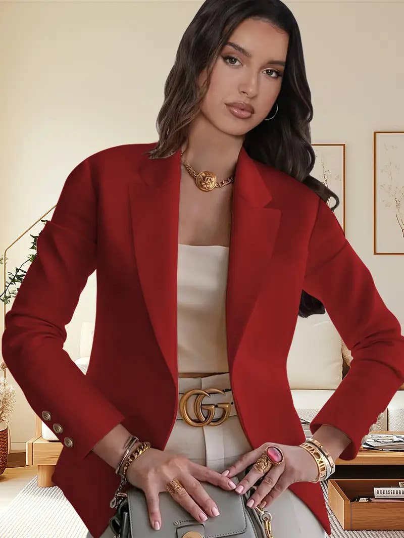 Fashionable and elegant solid-color lapel blazer