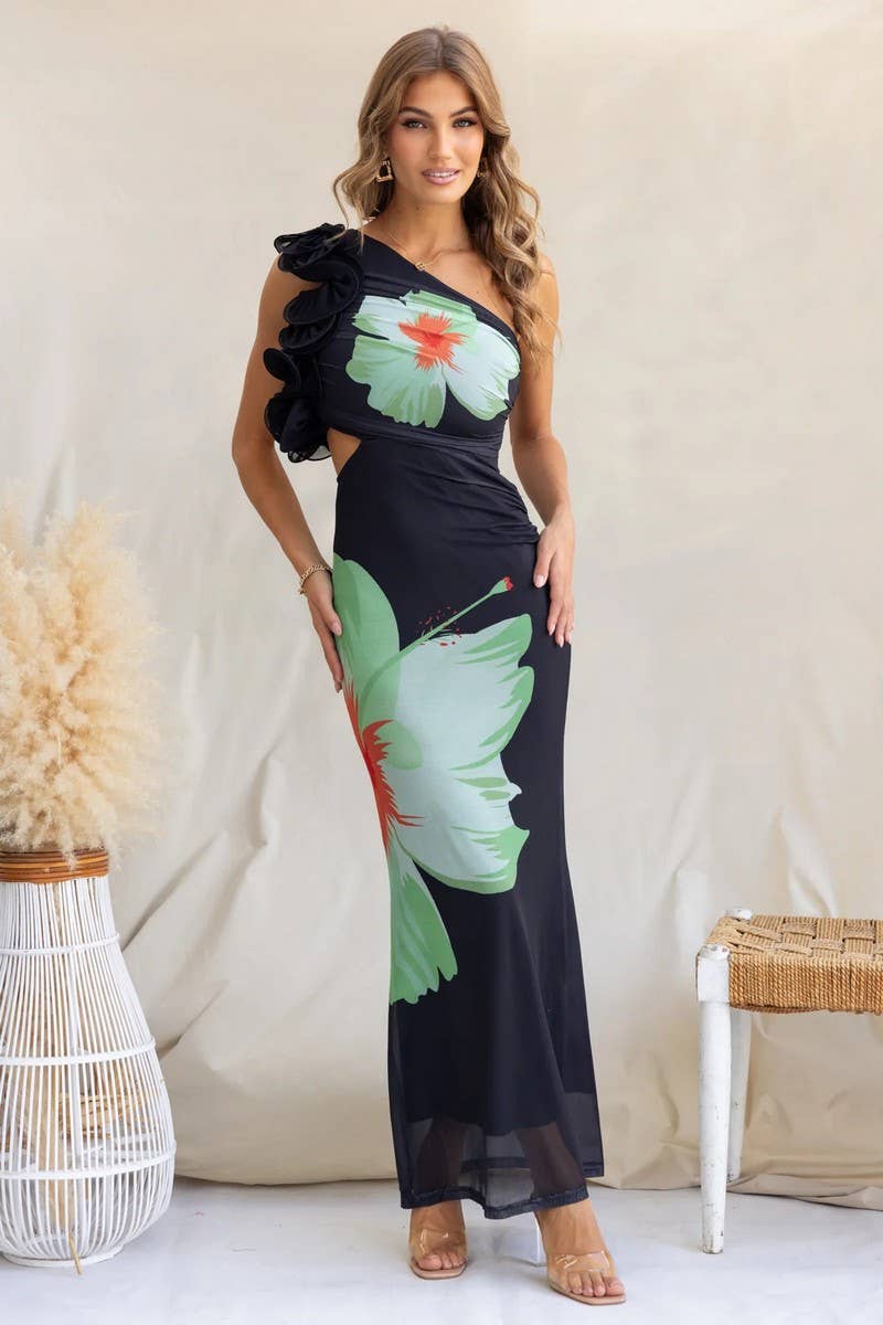 CWDMD5540_SUMMER FASHION ONE SHOULDER SLIM DRESS