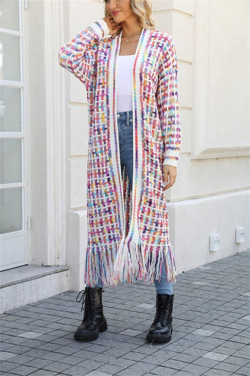CWOCAL0933_FRINGED LONG COLORFUL CARDIGAN COAT
