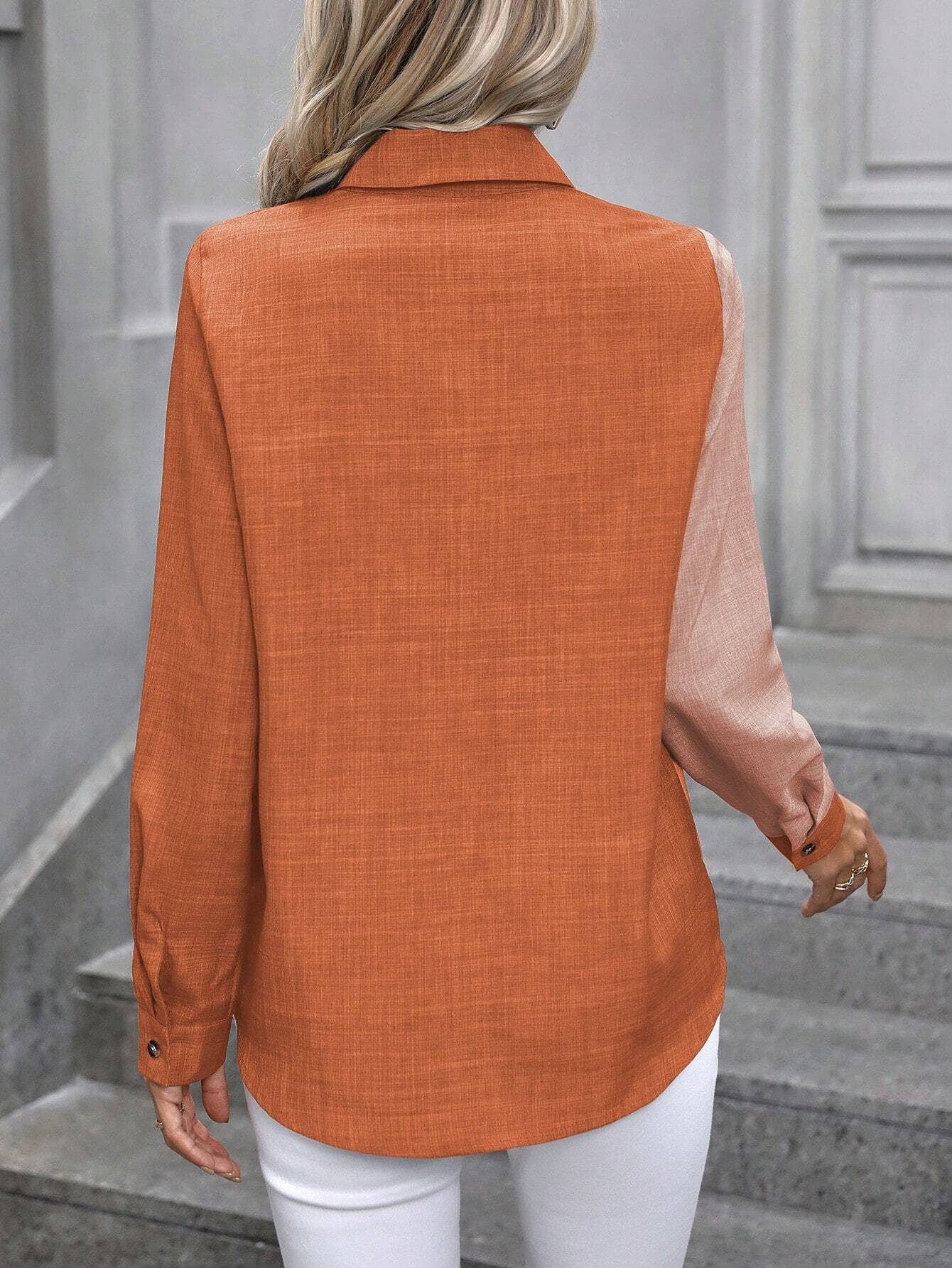 Casual single-breasted long-sleeved lapel shirt