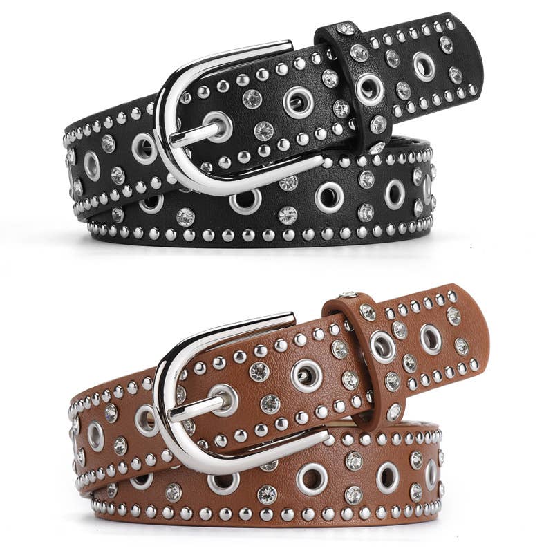 Double-row claw punk-style alloy buckle belt