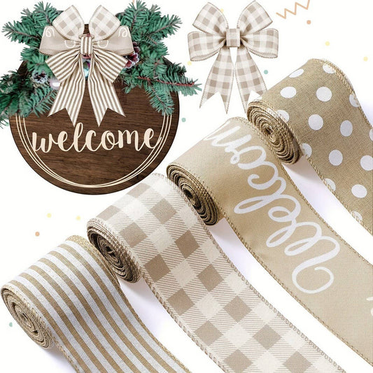 CWMM10203_FARMHOUSE BUFFALO PLAID RIBBON STRIPE DOT DECOR