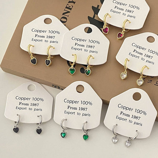 VALENTINE'S DAY ZIRCON HEART PENDANT EARRINGS