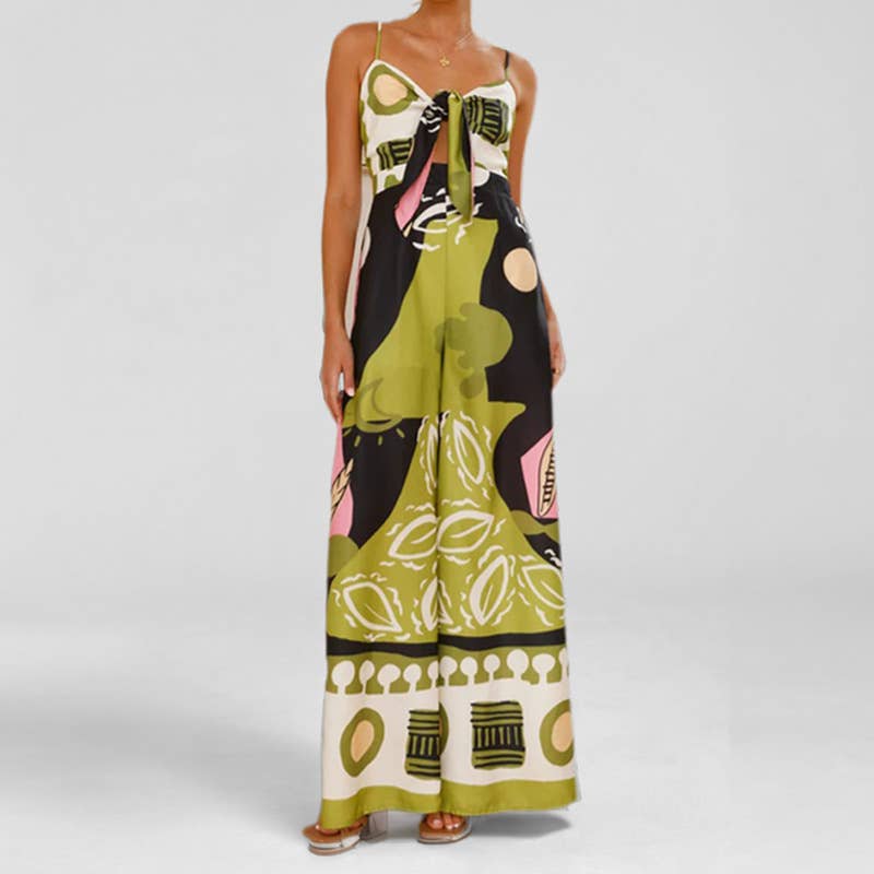 Chic floral waist-tied elegant jumpsuit