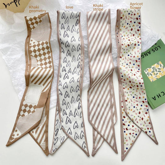Neutral Long Twilly Scarf ? Hair Tie & Neck Ribbon