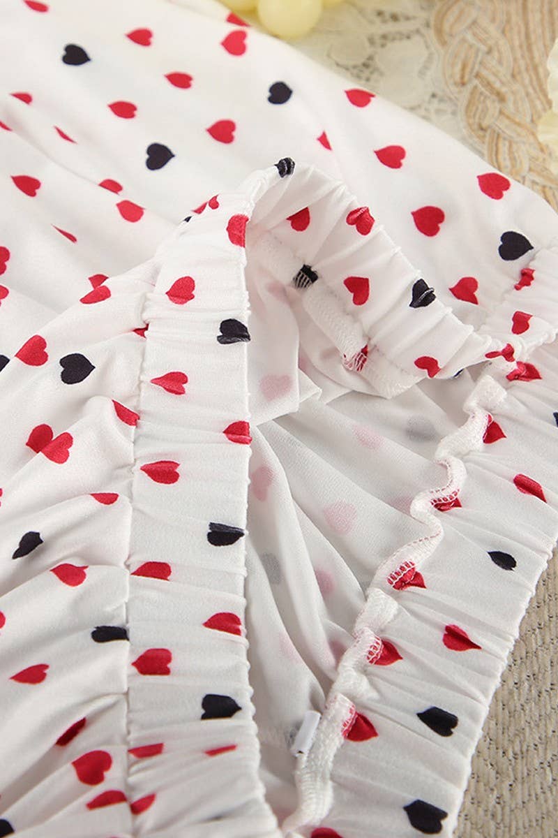 CWSPJ0381_KNITTED HEART PRINT PAJAMAS TWO-PIECE SET