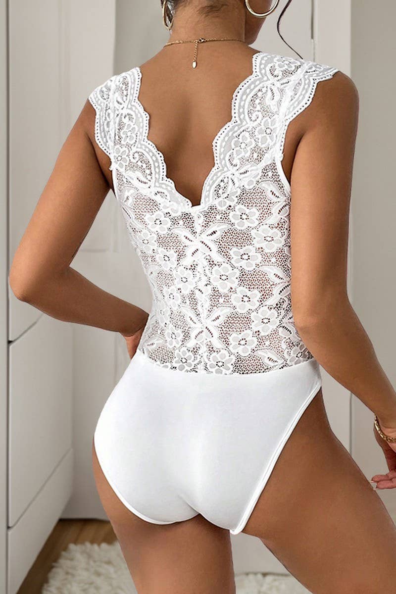 CWSBSSL0103_SUMMER TEMPERAMENT LACE SPLICING JUMPSUIT