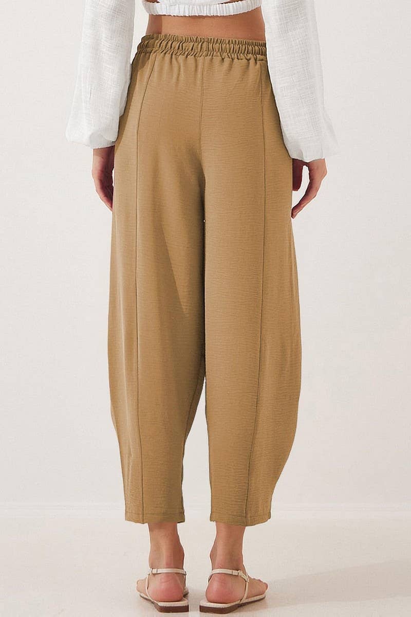 CWBLP1851_HIGH WAIST LOOSE DRAWSTRING POCKET TROUSERS