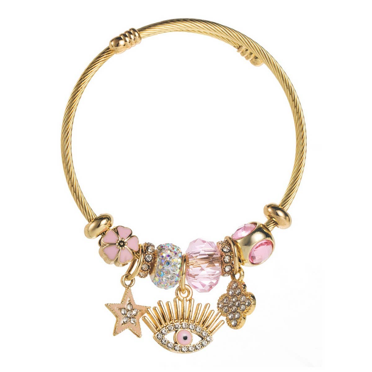 Trendy Evil Eye Clover Star Charm Bracelet