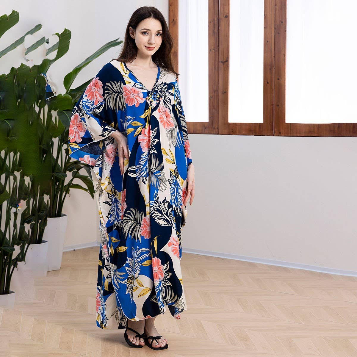 Rayon Printed Oversized Caftan Beach Dress_CWMM6211