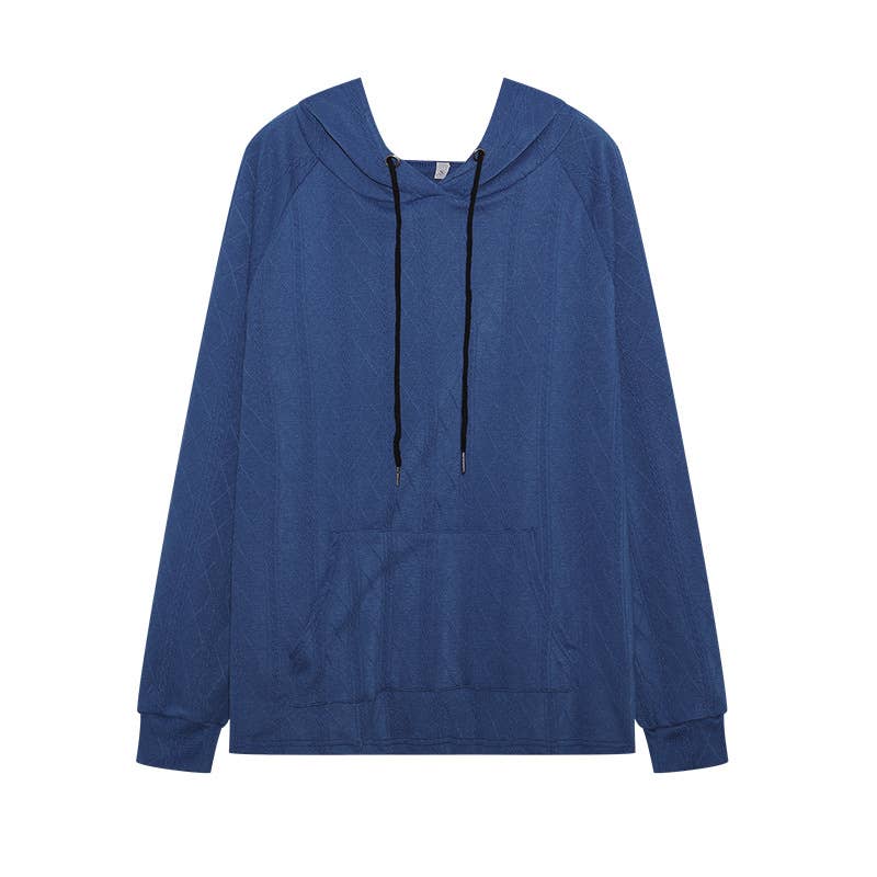 CASUAL JACQUARD LOOSE SOLID COLOR HOODIE