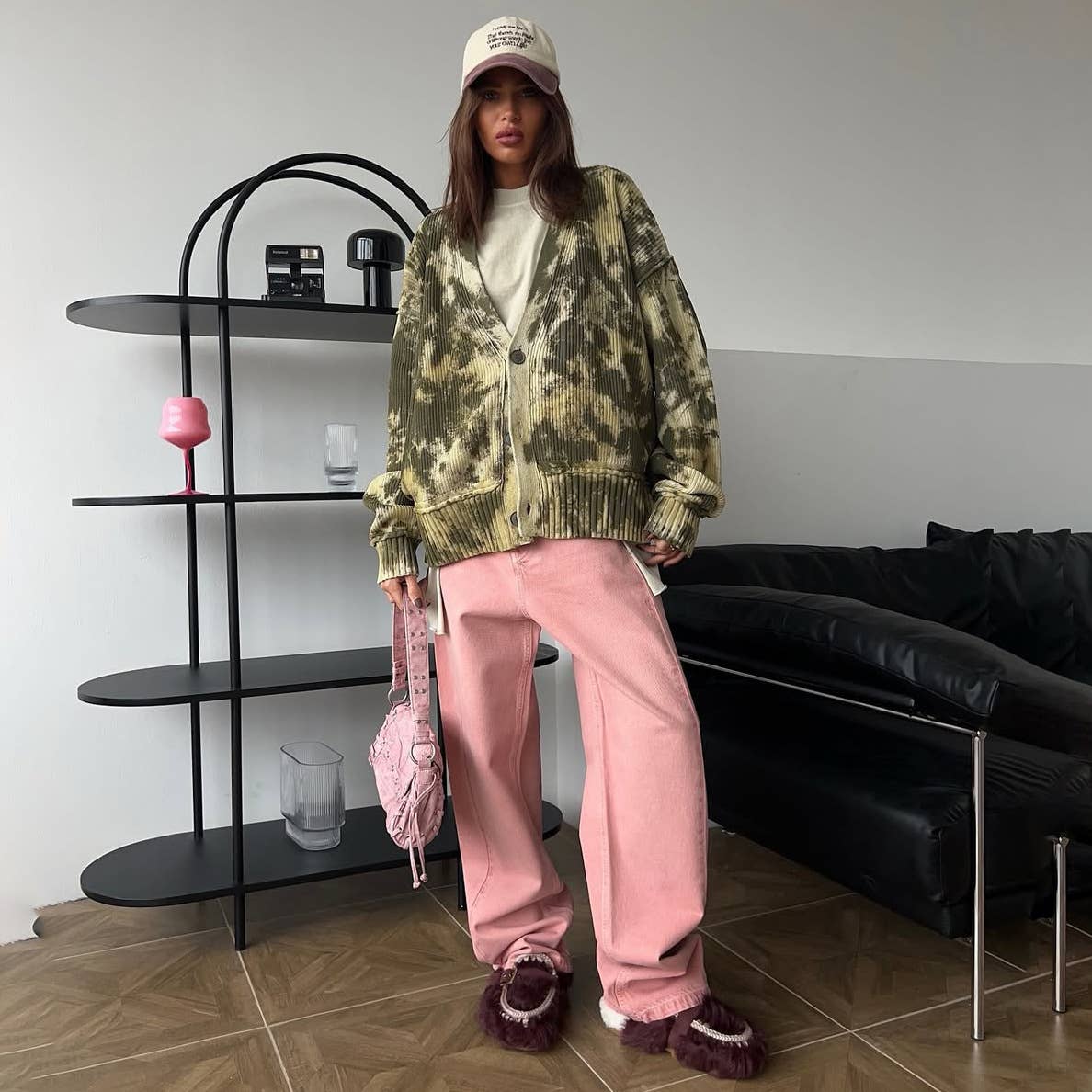 Fashionable camouflage single-breasted cardigan