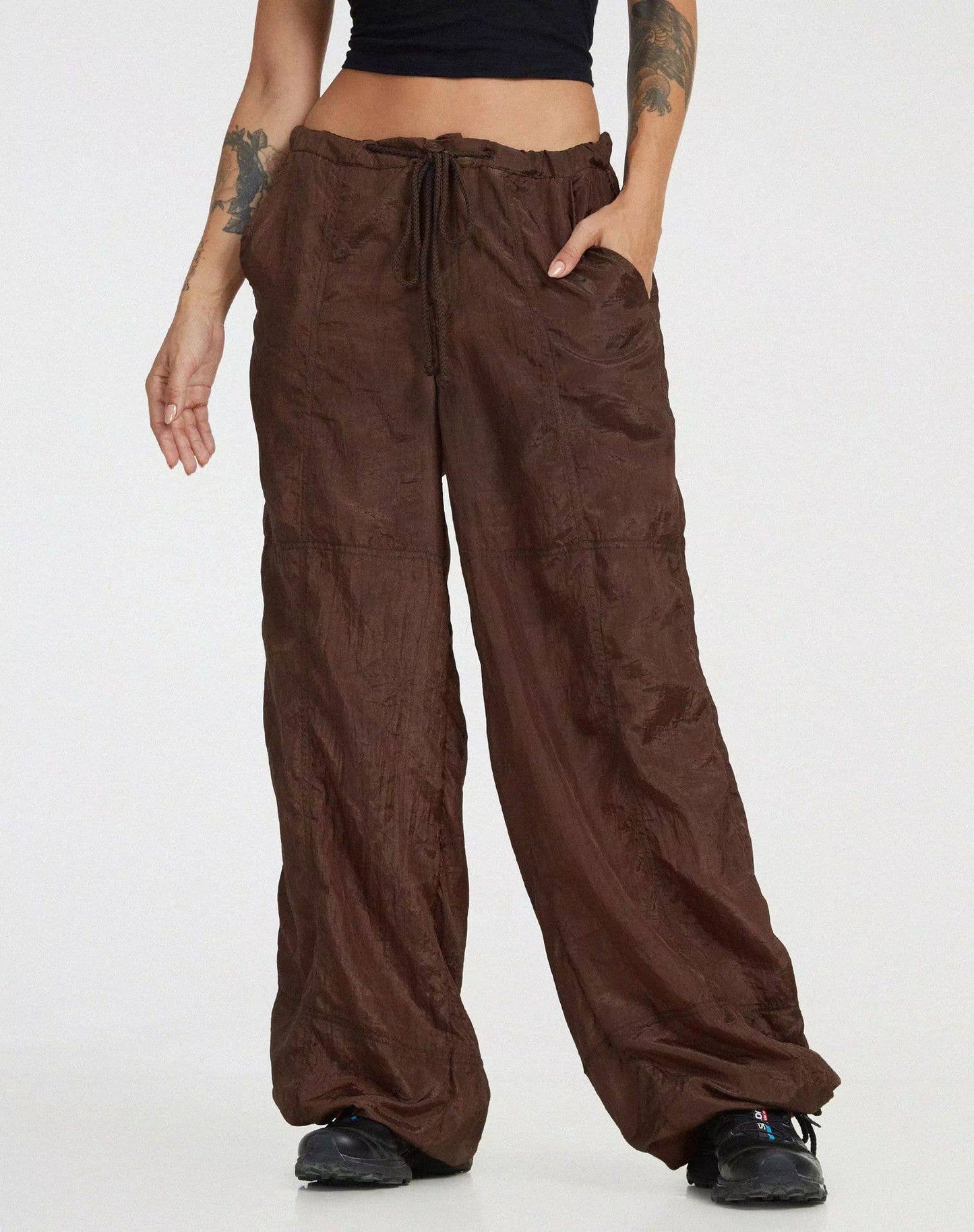 CWBLP1553_COMFORTABLE DRAWSTRING WIDE LEG CASUAL PANTS