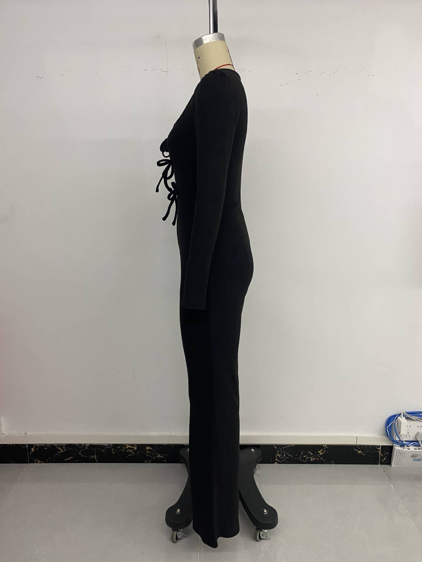 Chest lace-up slim one-piece trousers