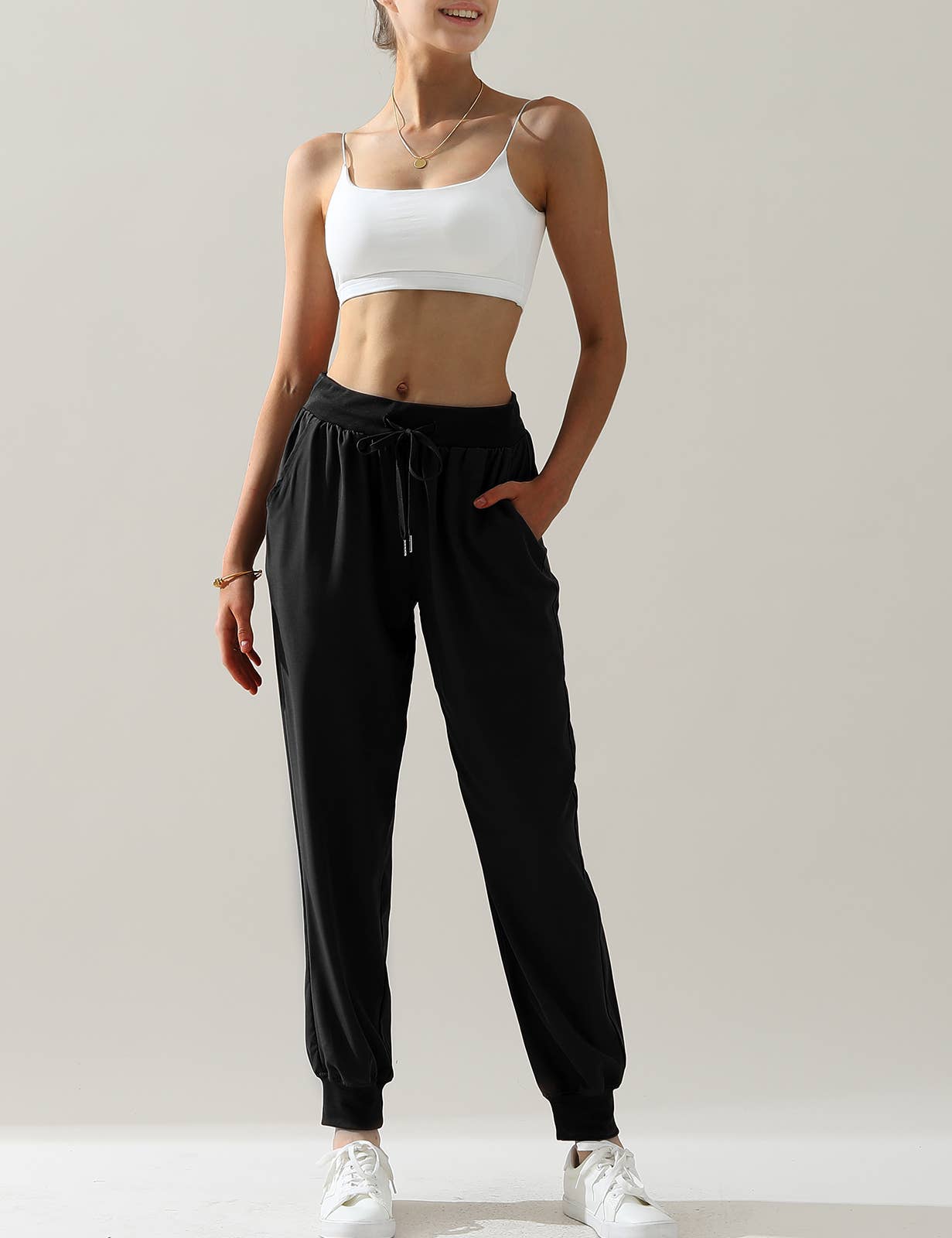CWBLP423_Elastic Band Waist With Side Pocket Pants