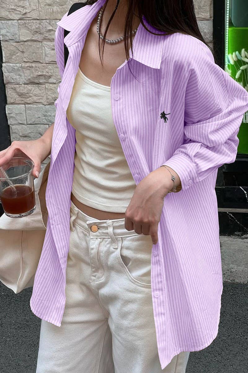 CWTSTL01002_RESORT CHIC STRIPED LONG SLEEVE SHIRT