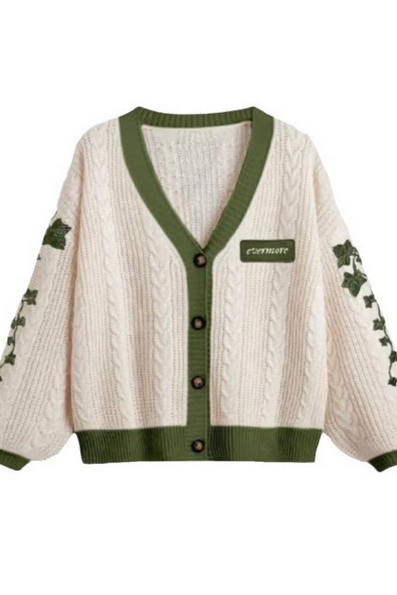 CWOCAL1792_EMBROIDERED LANTERN SLEEVE CARDIGAN COATS