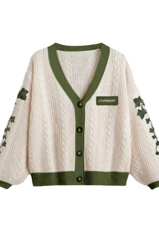 CWOCAL1792_EMBROIDERED LANTERN SLEEVE CARDIGAN COATS