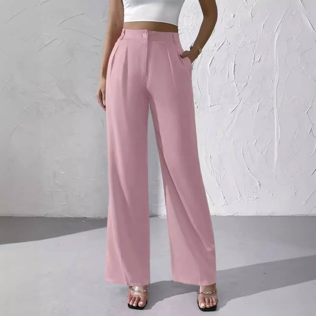 Elegant solid color dangling wide-leg suit pants