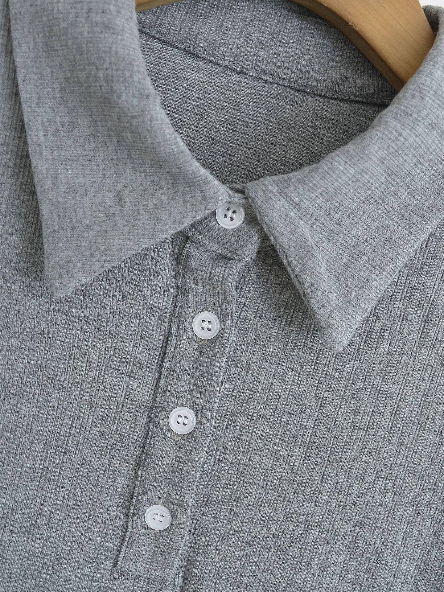 College style retro solid-color Polo lapel dress