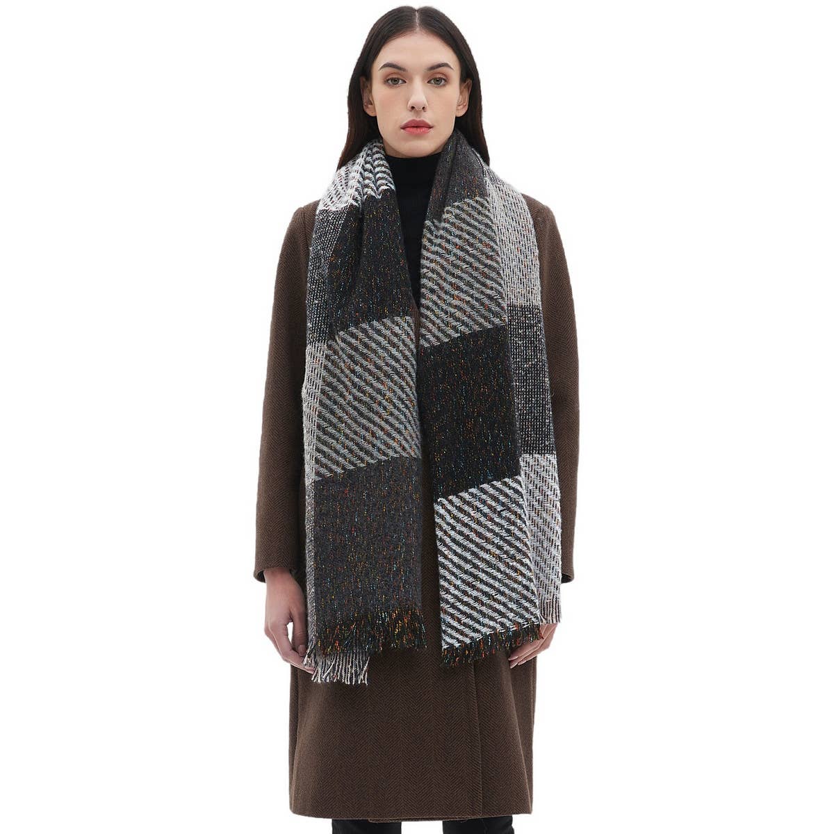 Large Plaid Scarf ? Unisex Winter Wrap Shawl